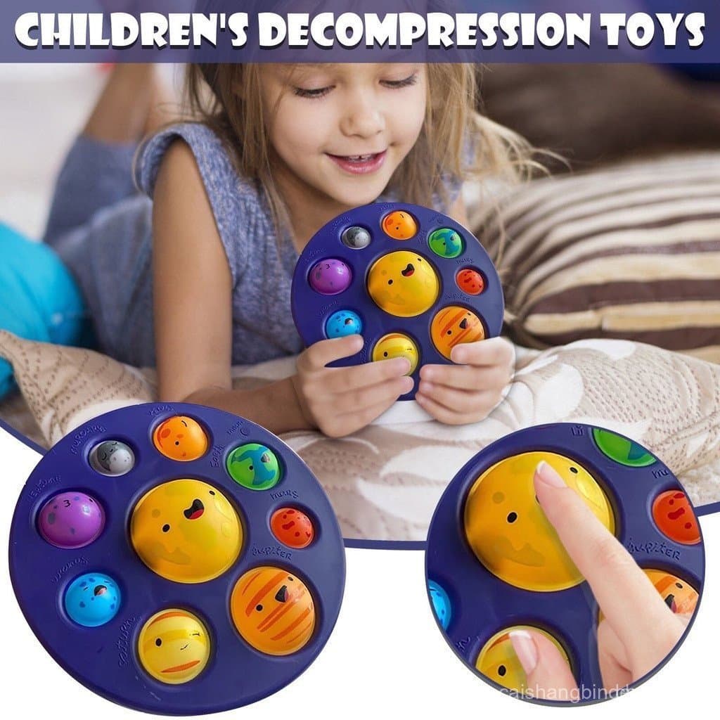 Oito Planetas Simples Covinha Pops it Brinquedo Sensorial Bonito Fidget