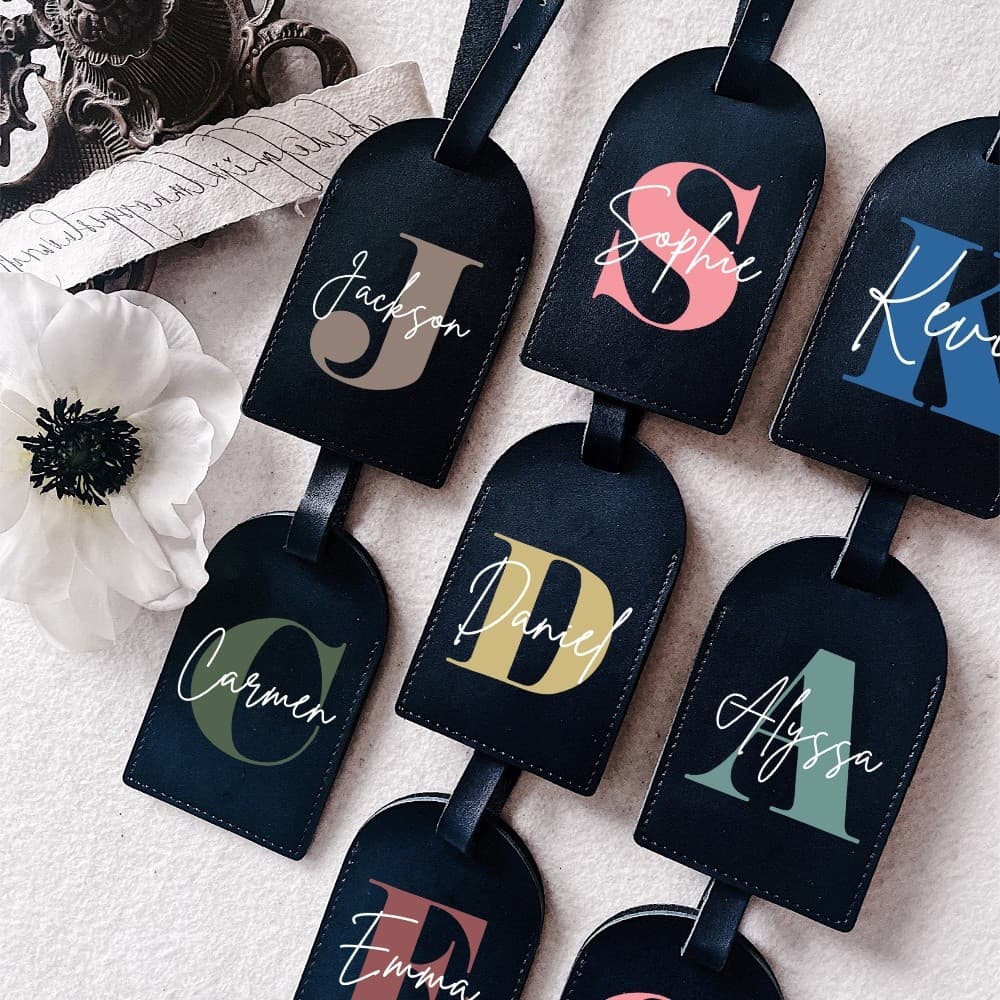 Inicial Personalizado Com Nome Monograma Etiqueta De Bagagem Couro PU Para Mala Viagem Presente