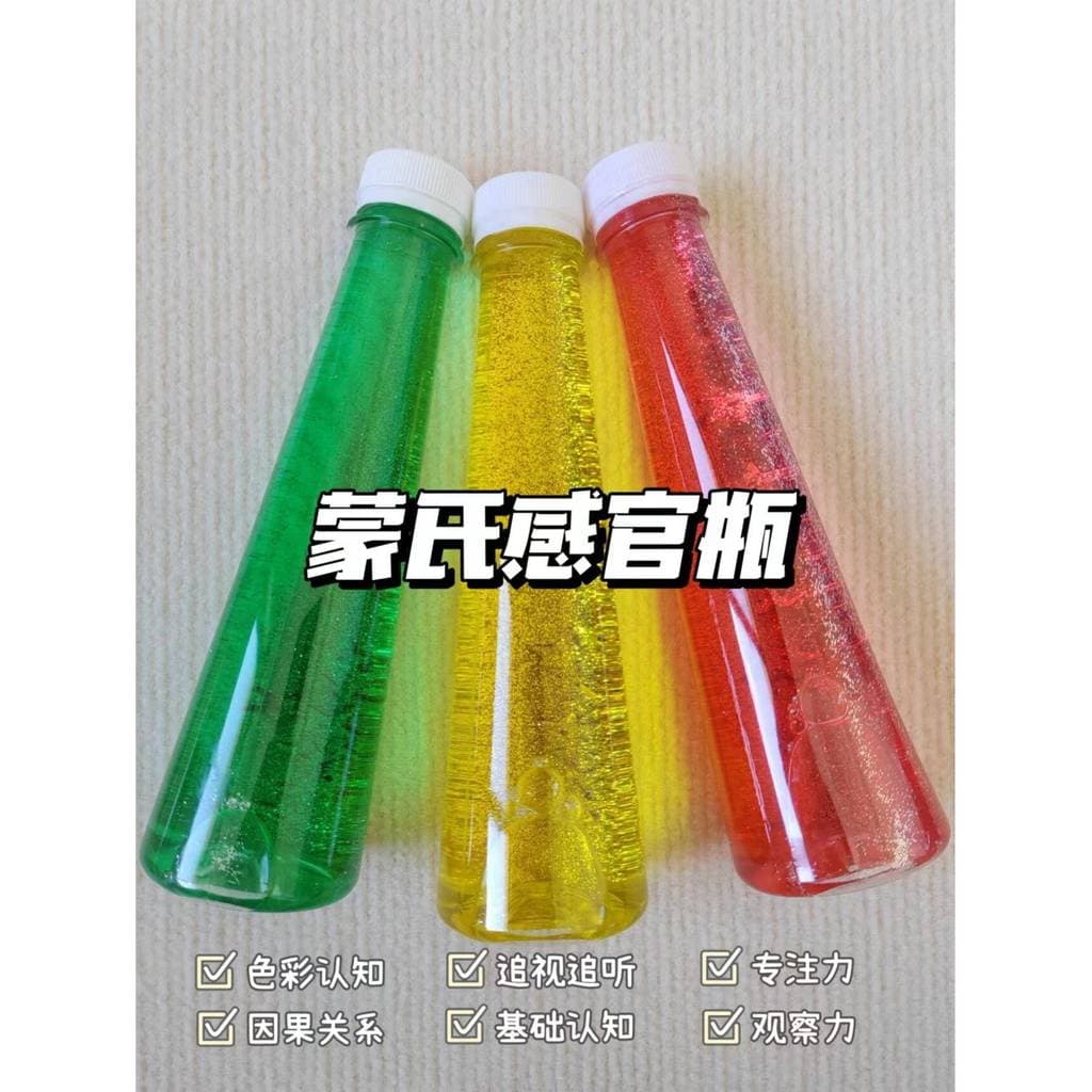 Pacote de Material de garrafa sensorial Montessori DIY Garrafa colorida para educação infantil Produto acabado Brinquedo