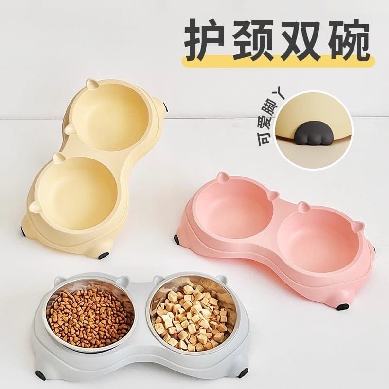 Tigela para gatos Tigela para cães Tigela para comida de gato Tigela para arroz para gatos Tigela dupla de aço inoxidáve