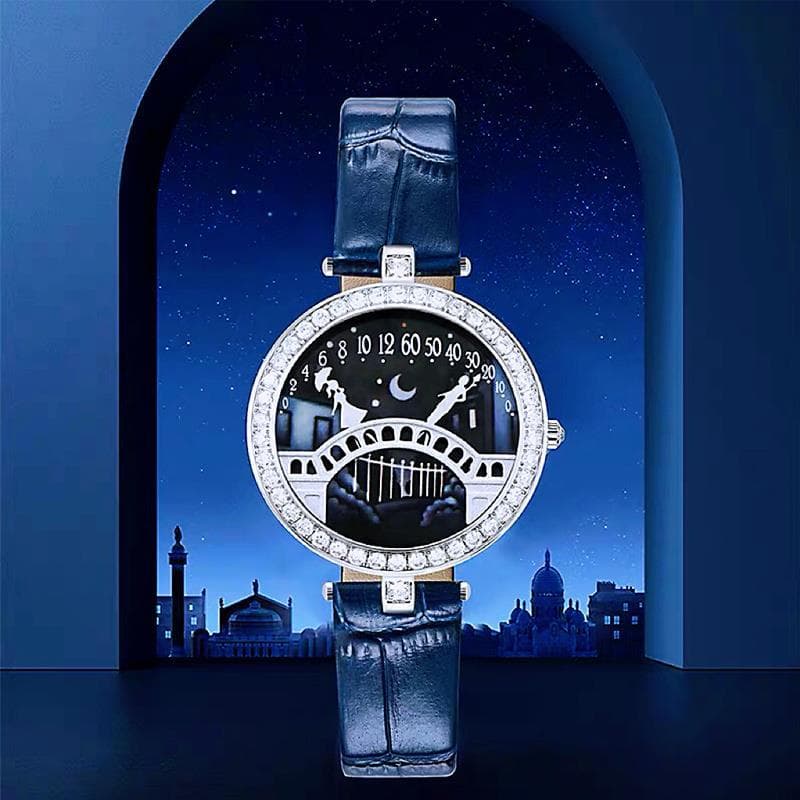 Amante ponte relógio feminino moda temperamento único arte única estrela mesmo estilo relógio feminino amante ponte luz
