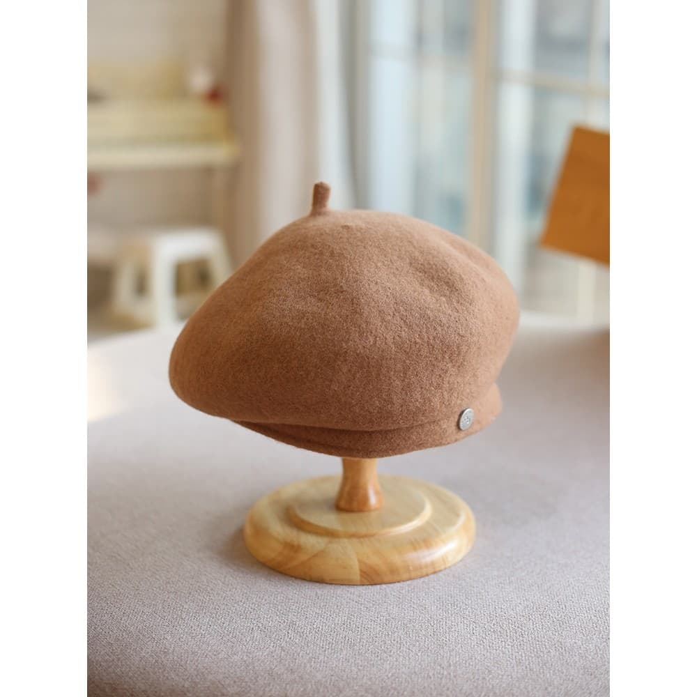 Boina de lã feminina outono inverno versão coreana influenciador rosto pequeno quente pintor chapéu moda na moda All-Mat