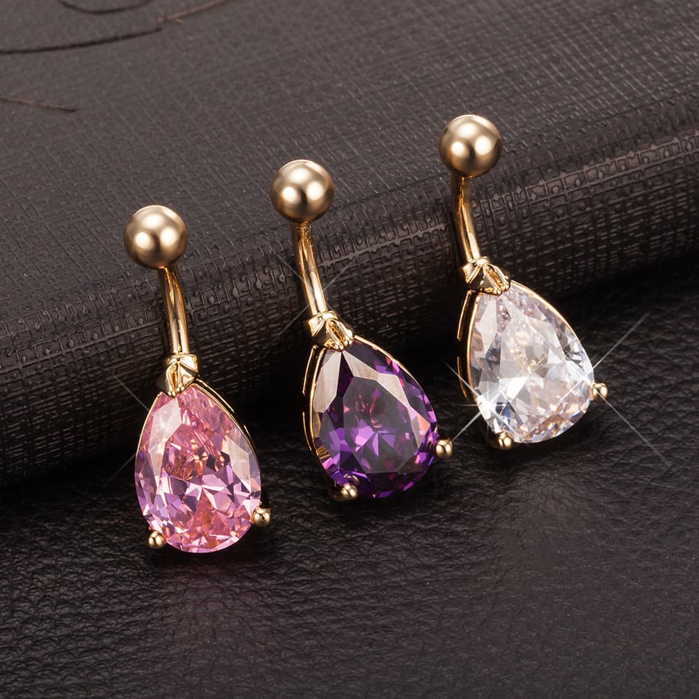 | bijuterias femininas | 【piercing umbigo】 ♞Novo estilo ins estilo senhoras hipoalergênico Micro-incrustado grande em fo