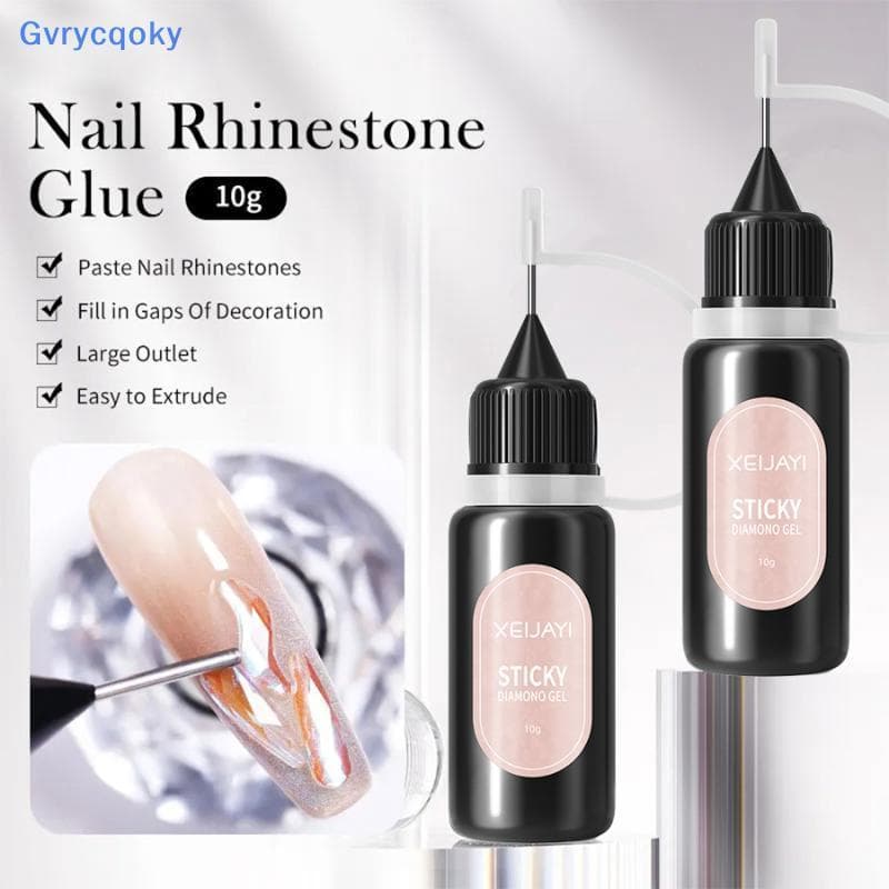 Gvrycqoky 10mL Gel Cola De Unhas Para Strass Super Adesivo Sem Limpeza Gema De Unha Cristais Contas Stiy BR