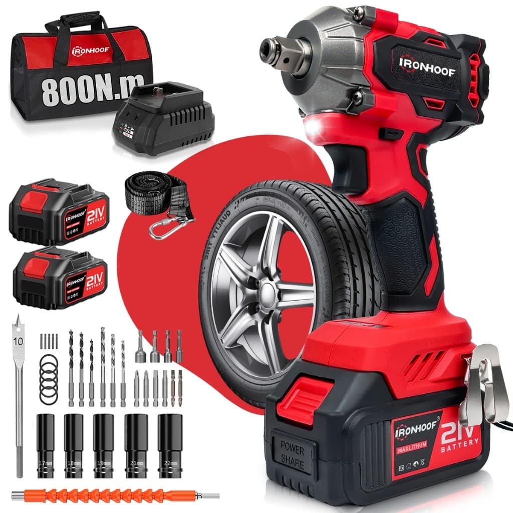 800Nm Chave De Impacto Brushless Furadeira Parafusadeira Profissional 2Ah 2 Bateria