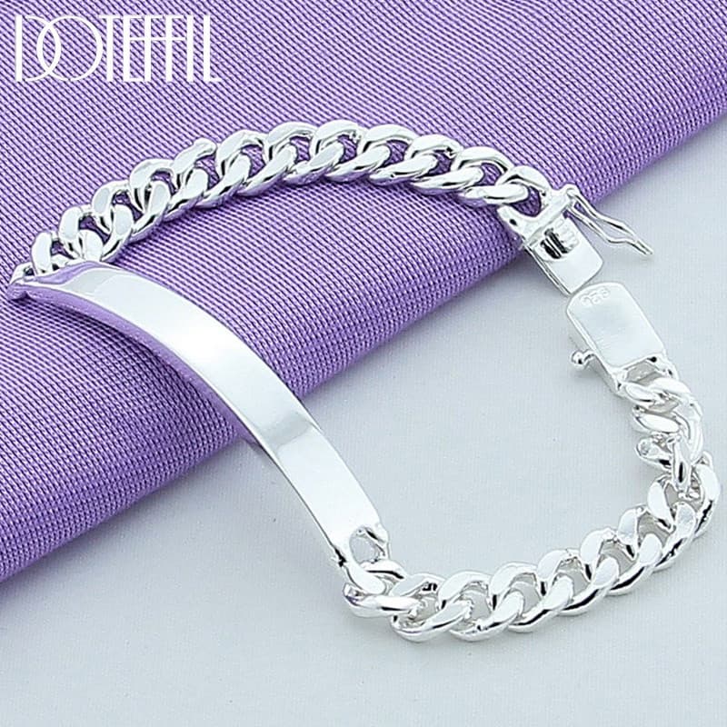 DOTEFFIL Prata Esterlina 925 8mm Laterais Lisas Pulseira De 6 Polegadas Para Homens Mulheres Charme Festa De Noivado Jói