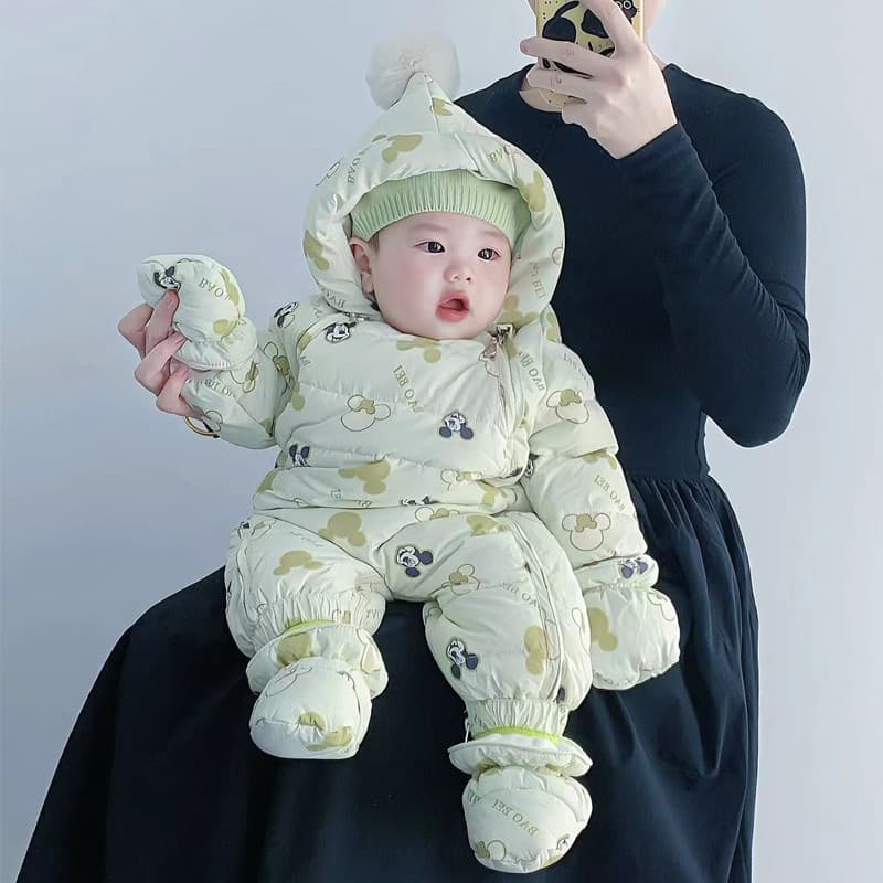 Infantil para baixo jaqueta macacão de inverno 0-1 anos de idade masculino feminino bebê outono inverno roupas Outing ab