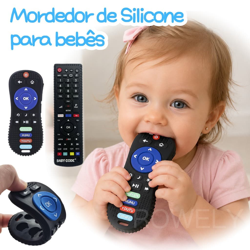 Mordedor de Controle Remoto Silicone para Bebês Macio Anti Stress Alivia Gengiva Brinquedo Sensorial