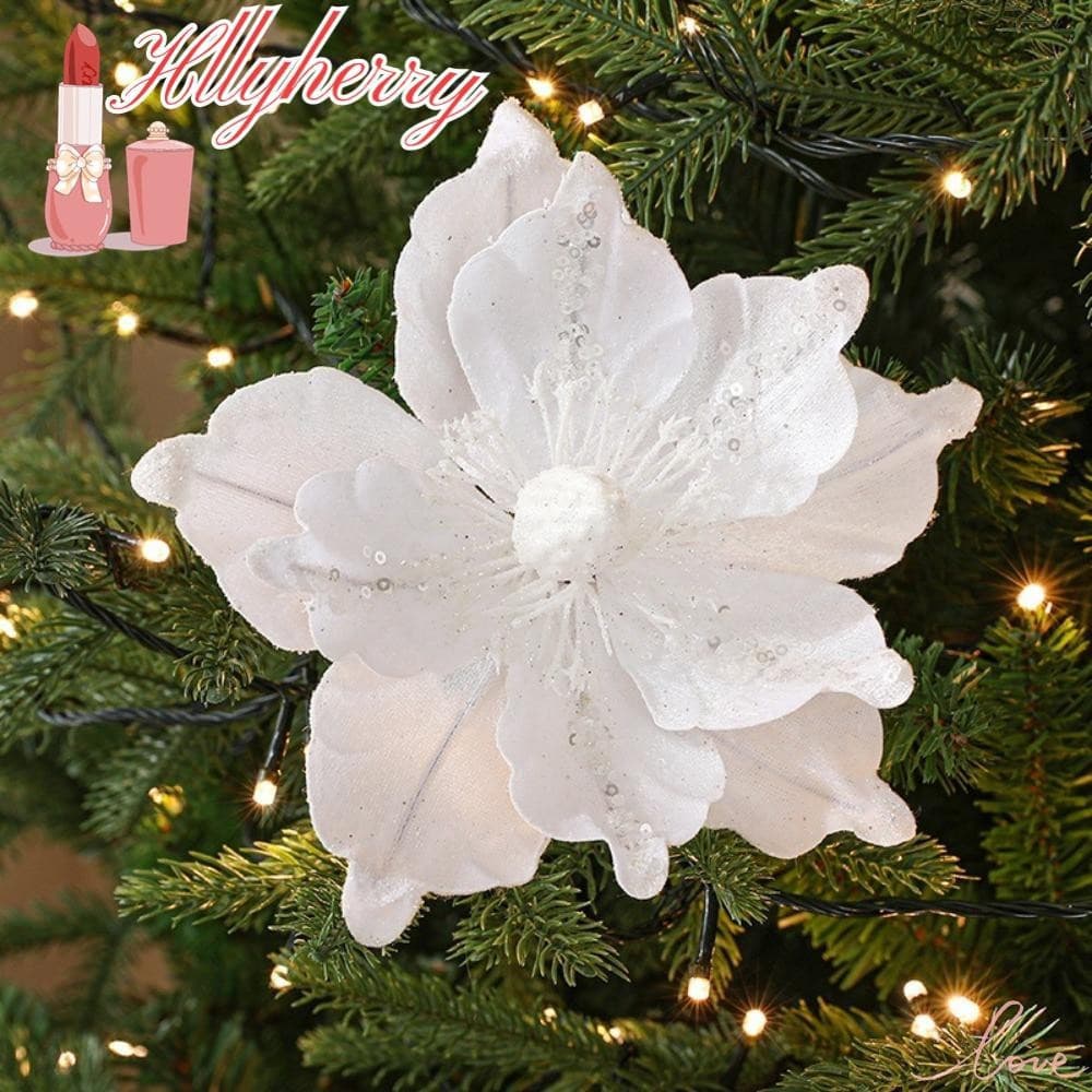 HLLYHERRY Flores De Natal , DIY 20 Cm Poinsétia Glitter Flor , Fontes De Festa Decorações De Árvore