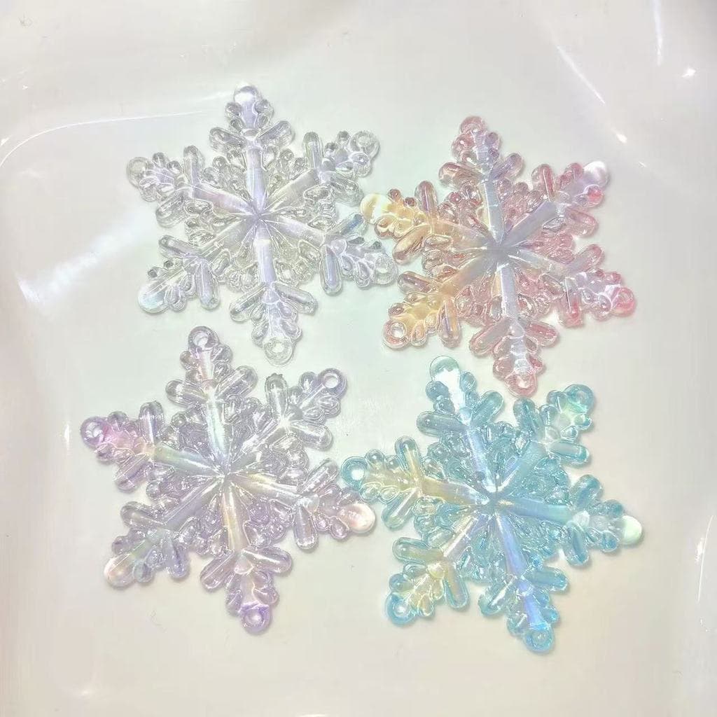 10 Peças Pingentes De Resina Transparente Amuletos De Floco De Neve De Natal Transparentes