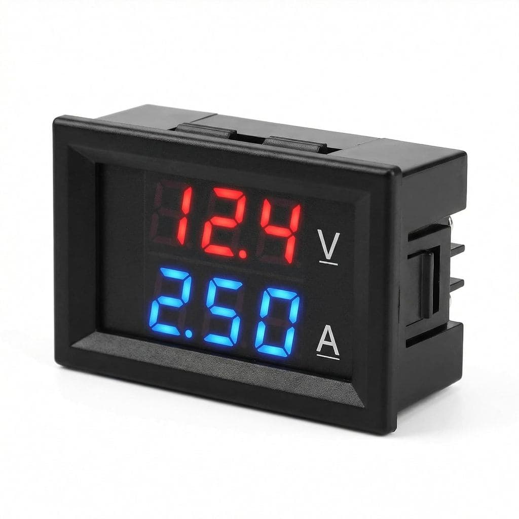 Voltímetro e Amperímetro Digital LED de 0,28", Voltímetro Digital DC 0-100V 10A com Display Duplo Azul e Vermelho, Mini