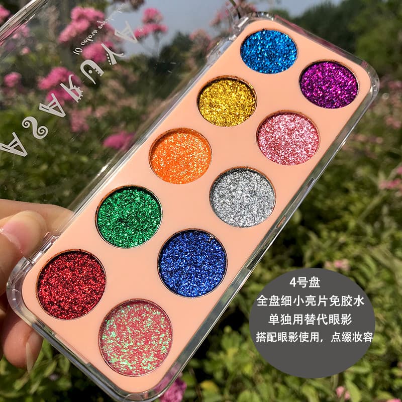 Desempenho colorido glitter paleta de sombra perolado brilhante dourado ruibarbo azul glitter palco maquiagem mostrar ma