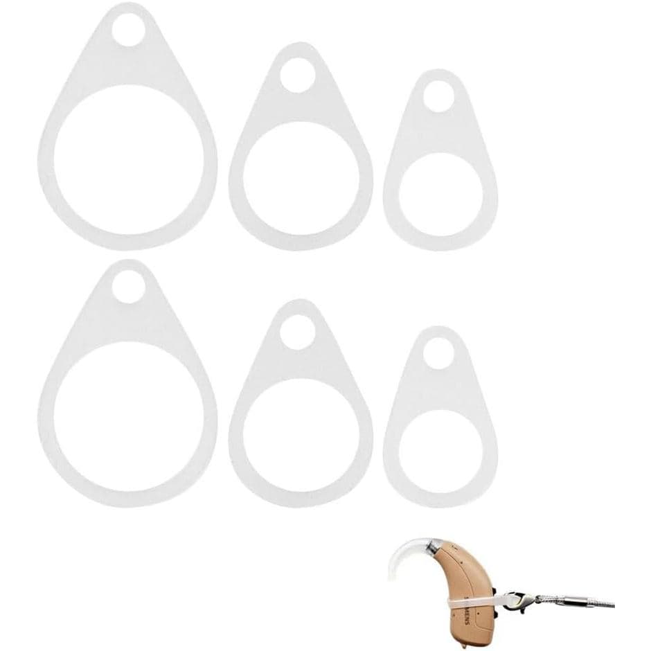 Pacote com 6 Presilhas de Borracha para Aparelhos Auditivos, Anéis de Retenção O-Ring, Suportes para Cordão Anti-Perda,