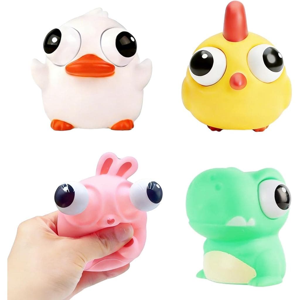 4 Pack Squeeze Toys, Popping Eye Stress Relief Toy, Cute Squishies Toys for Kids Adults, Easter Basket Stuffers Party Fa