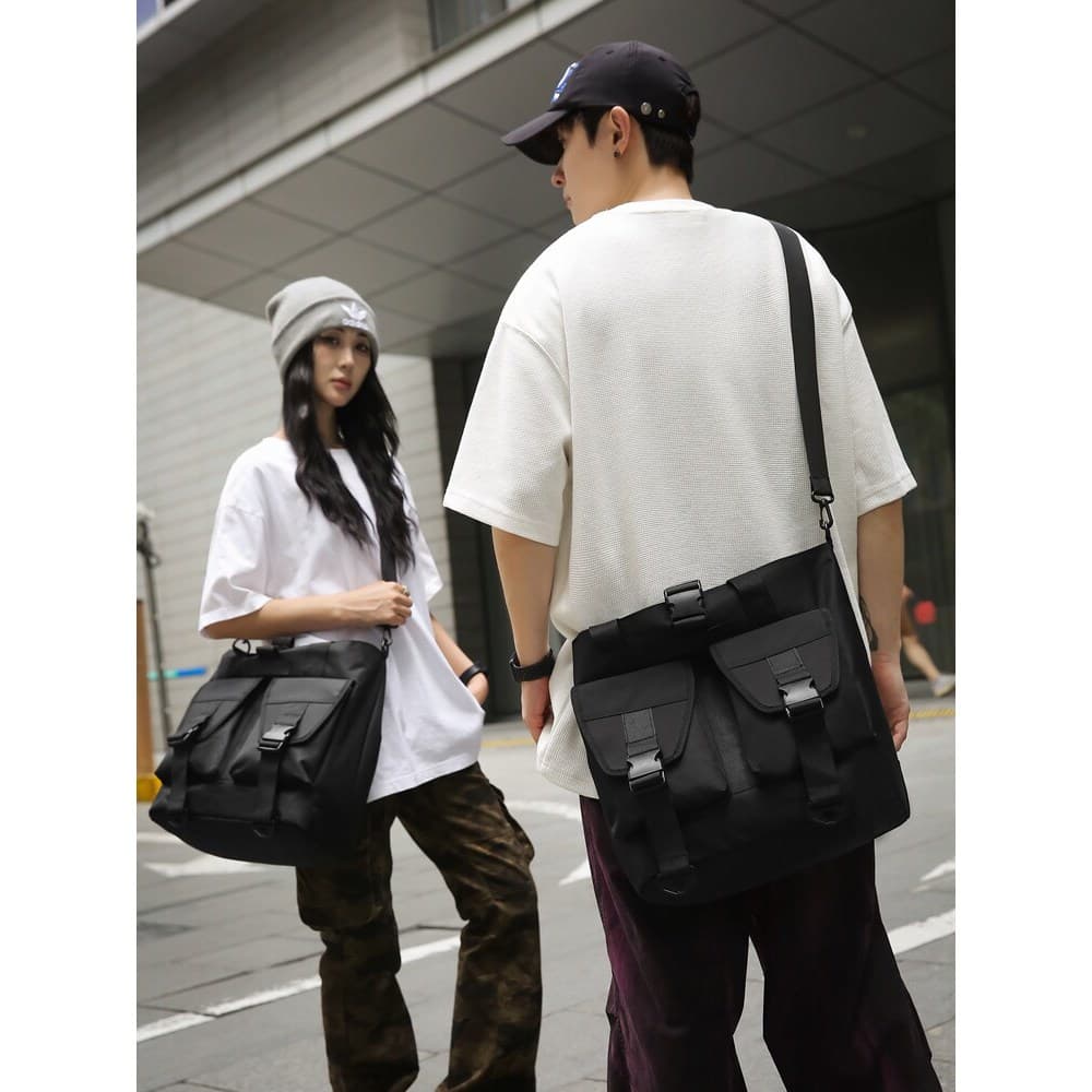 Bolsa mensageiro estilo Hong Kong, mochila à prova d'água feminina, bolsa de ombro moderna, pano de Nylon, moda moderna,