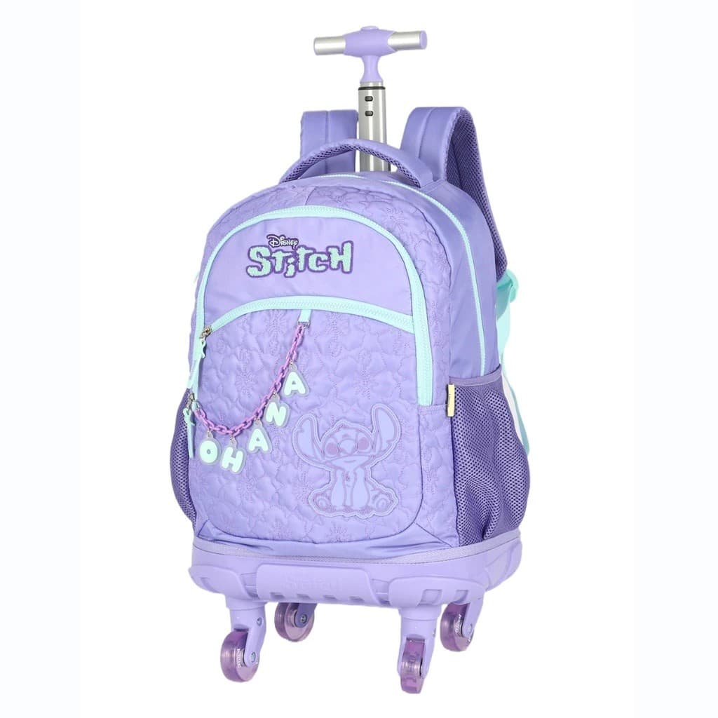 kiT Mochila Rodinhas Skate 360 e Estojo STITCH Roxo Luxcel