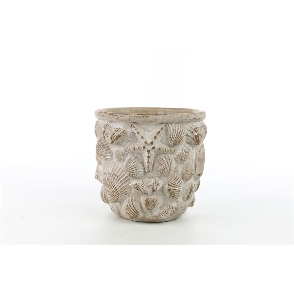 Cachepot Conchas M 14x14cm Marrom Cromus