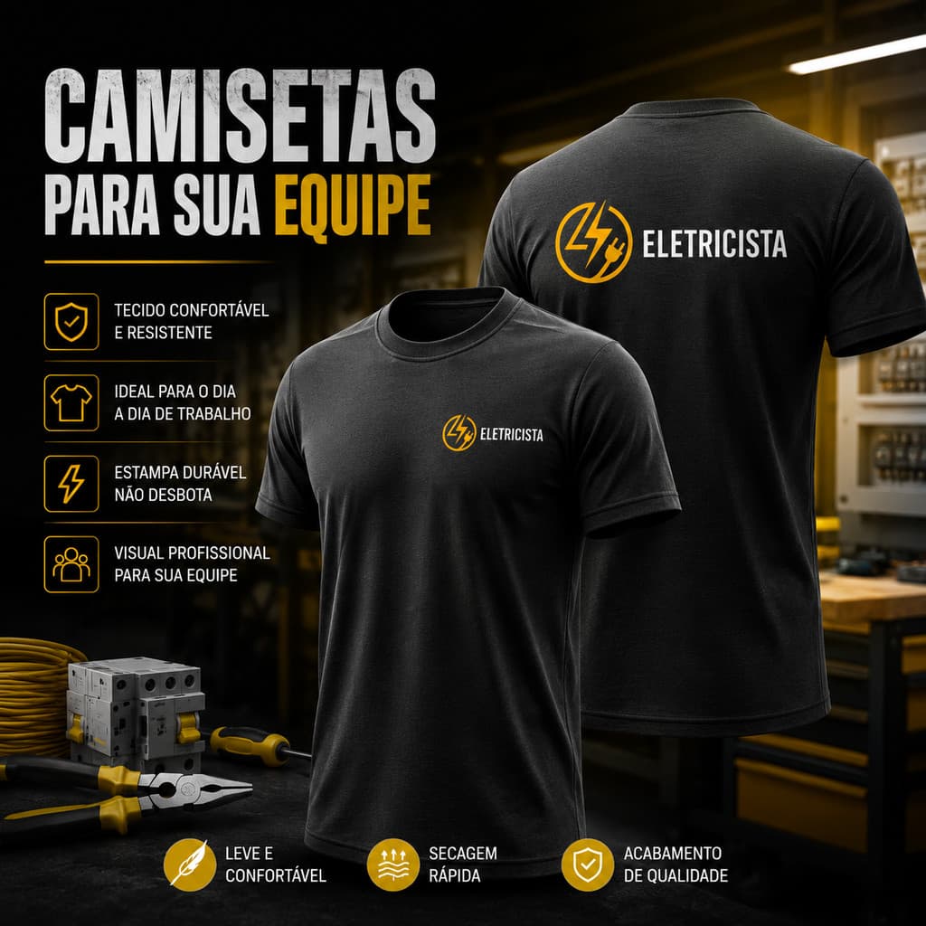 Camiseta Básica 100% Algodão Empresa Eletricista Uniforme