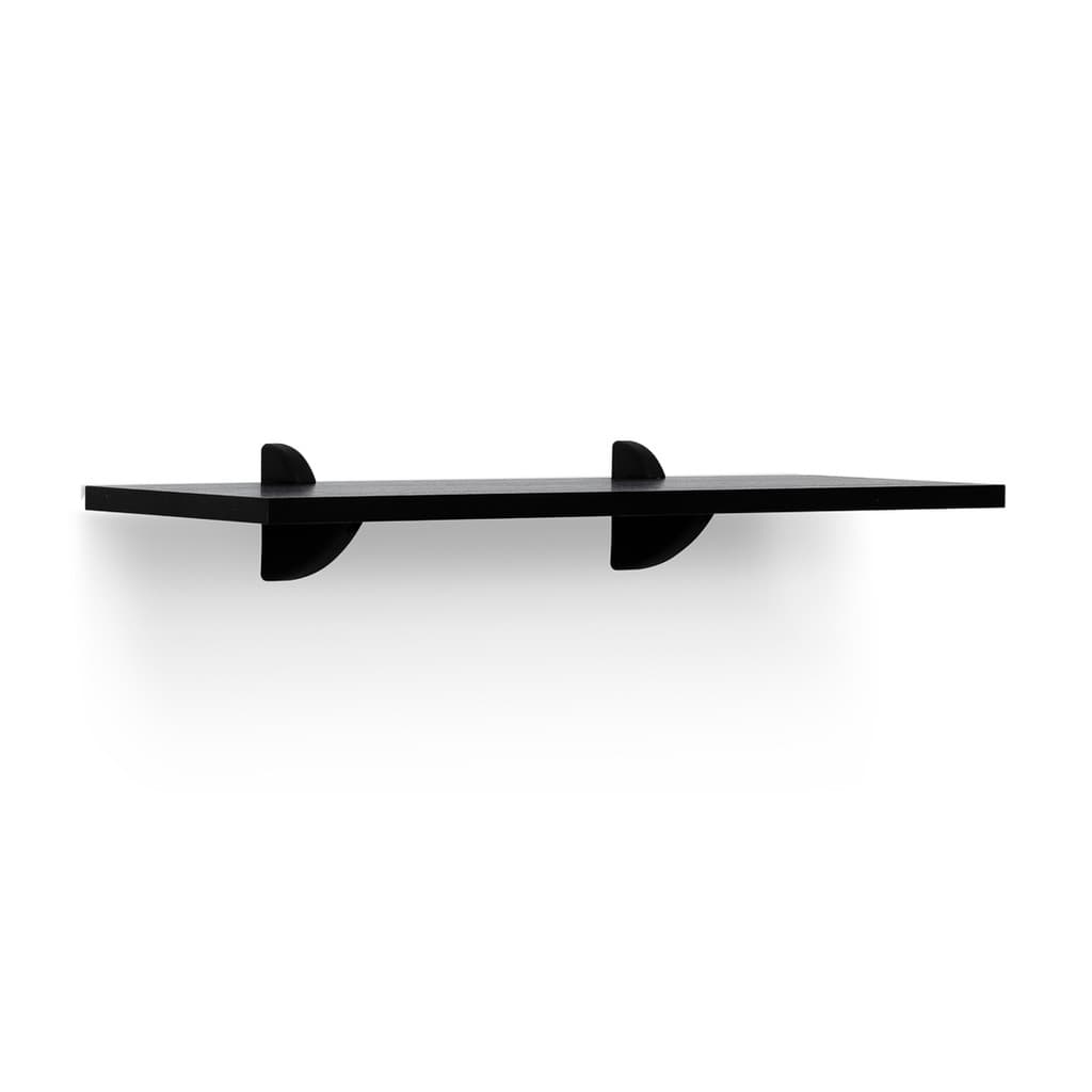 Kit Prateleira Preta (Selo FSC) 60 X 20 cm com Suportes Pretos e Kit para fixação Bemfixa