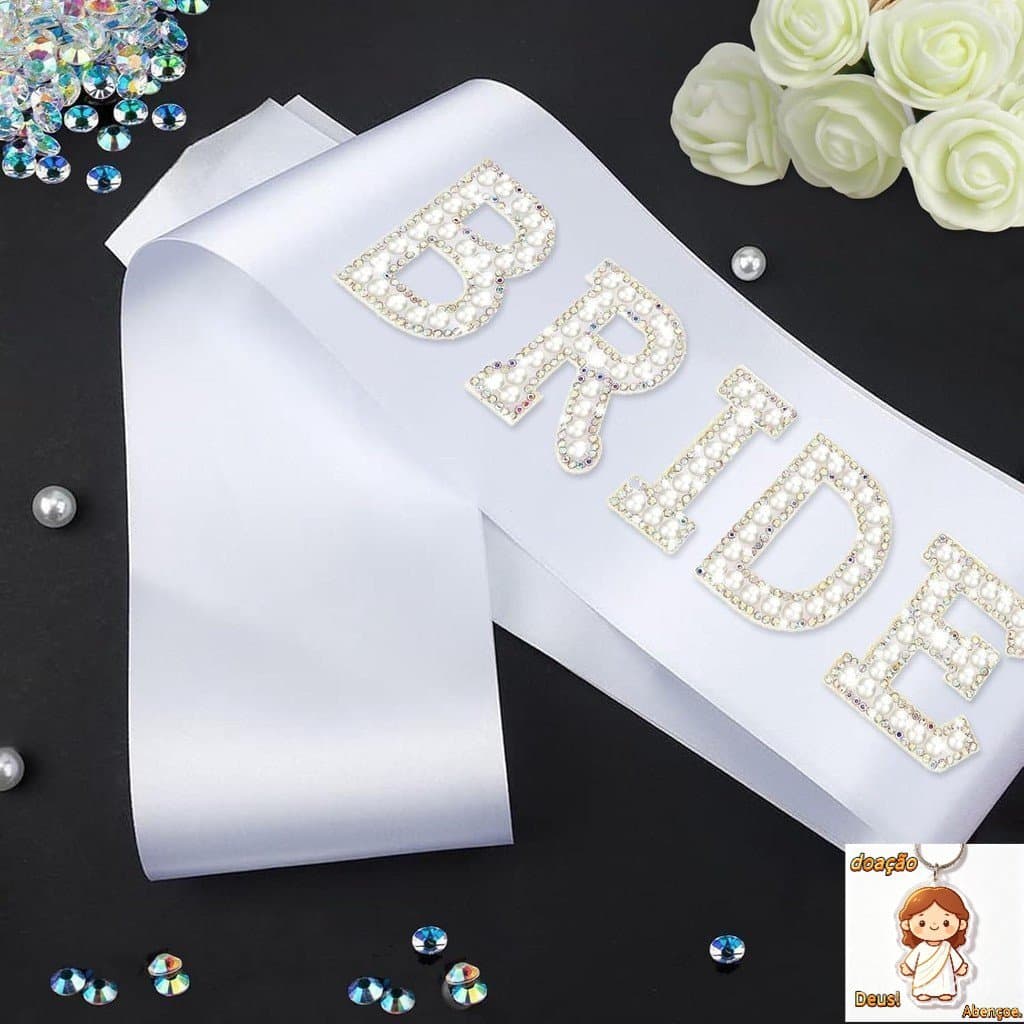Faixa De Noiva Branca Com Pérolas E Strass , Para Festa De Despedida De Solteira , Presente De Chá De Panela , Decoraçõe