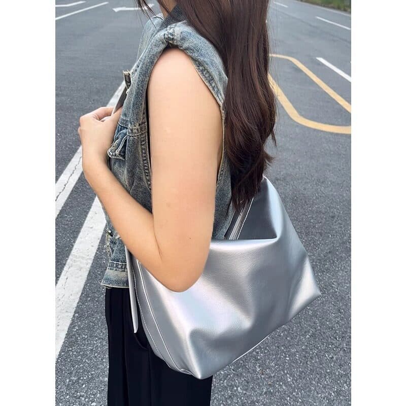 bolsa feminina Bolsa Travel zar Couro Macio Prata Ombro Fitness Crossbody Bolsa