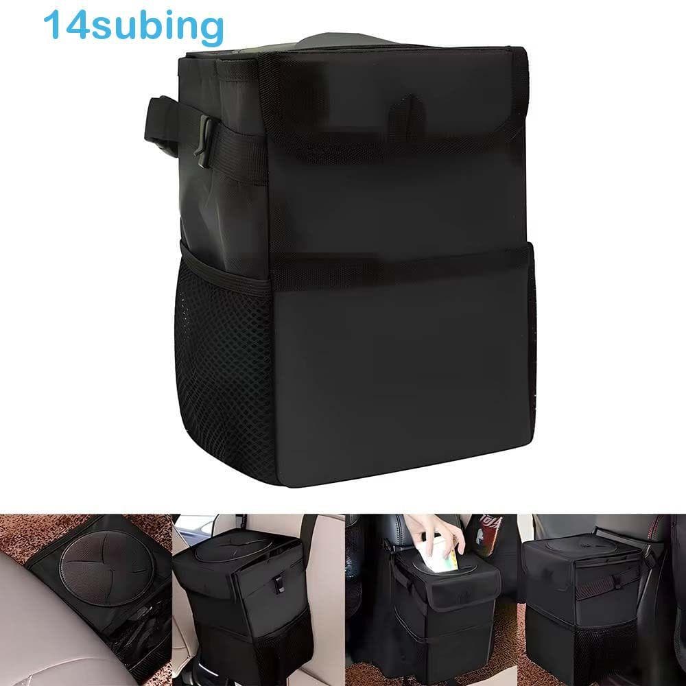 SUBING Lixeira Automotiva Suspensa , Bolsos De Armazenamento De Organizador Automático , Lata De Lixo De Carro Com Tampa