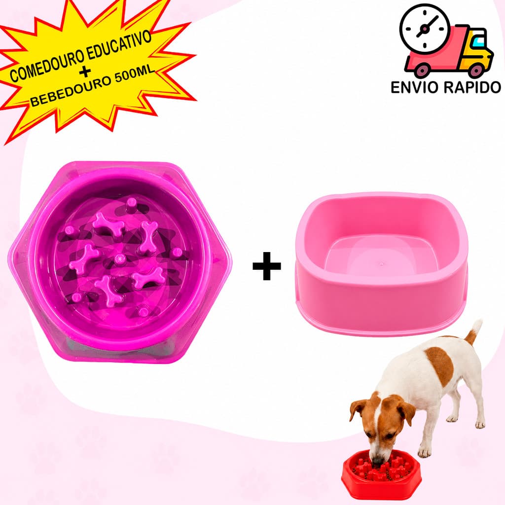 Comedouro Lento Educativo Para Cães + Bebedouro 500ml Pet Cães Cachorro Comedouro Bebedouro