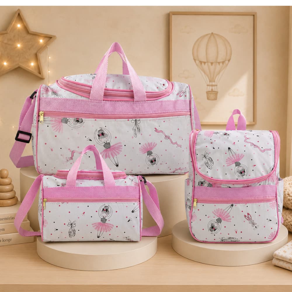 Kit 3 Bolsas Maternidade Bebe Várias Cores Menina/Menino