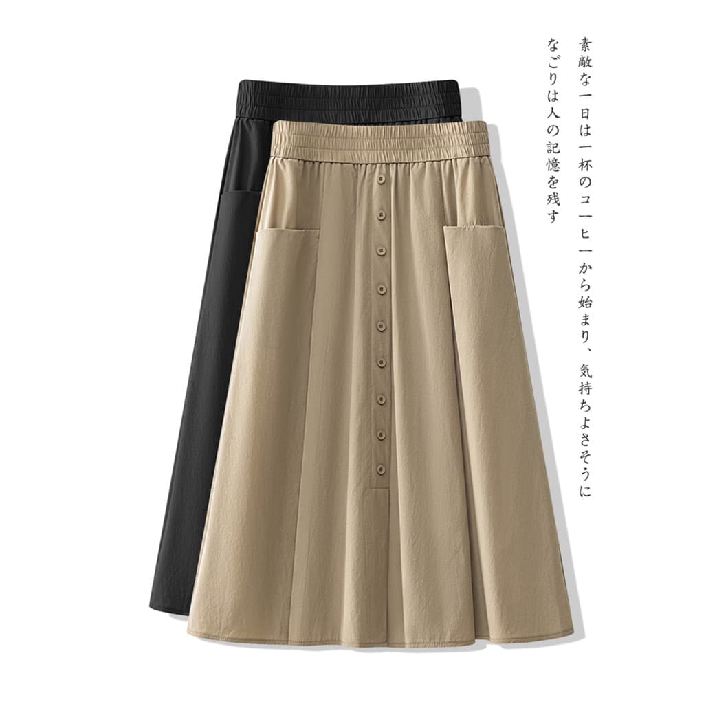 Shenzhen South Oil Roupas femininas plissadas meio comprimento saia evasê feminina estilo verão cintura alta aparência m