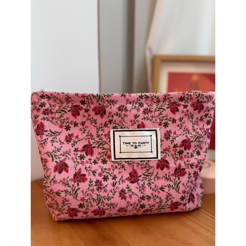 Coreano Floral ins nicho saco cosmético feminino portátil flor vermelha bolsa produtos de cuidados com a pele saco de hi