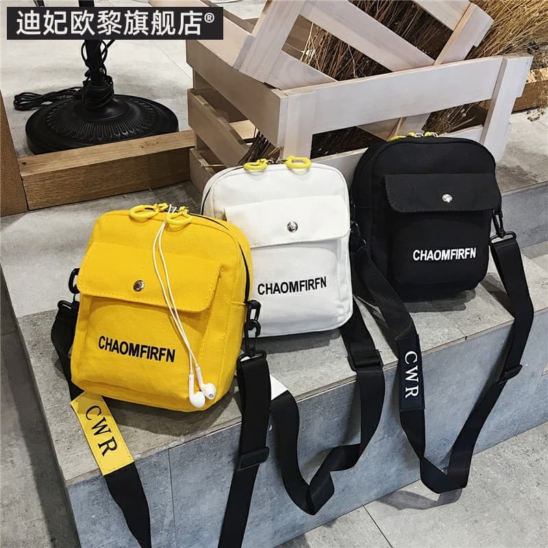 Bolsa pequena de lona feminina Crossbody novo estilo 2019 versão coreana All-Match moda Casual Harajuku bonito bolsa de
