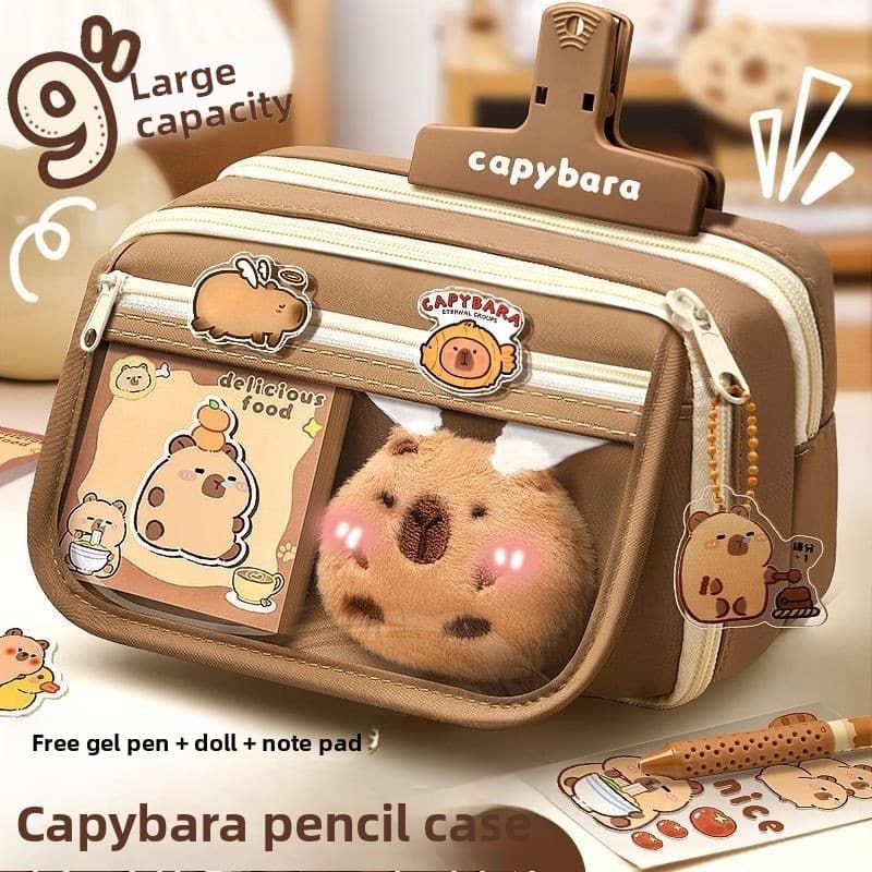 Kapibara Flip Pencil Case Papelaria Novo Estilo Estojo de Lápis de Grande Capacidade Estojo de Papelaria de Alto Valor E