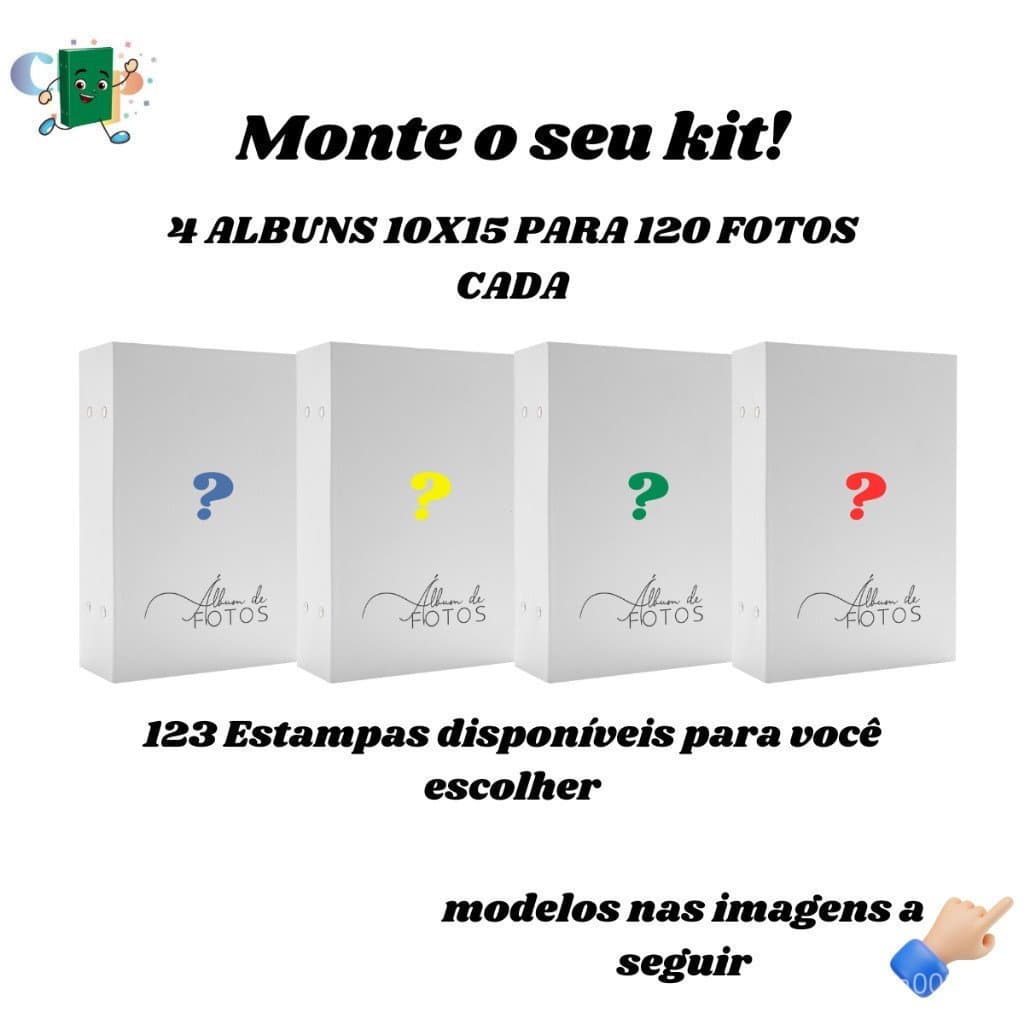 4 ÁLBUNS 10X15 PARA 120 FOTOS IDEAL PARA VOCE MONTAR SEU KIT 123 MODELOS PARA ESCOLHER OFERTA
