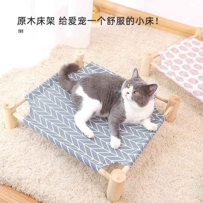 Cama de acampamento para animais de estimação maca de gato verão cama de cachorro removível lavável de madeira quatro es