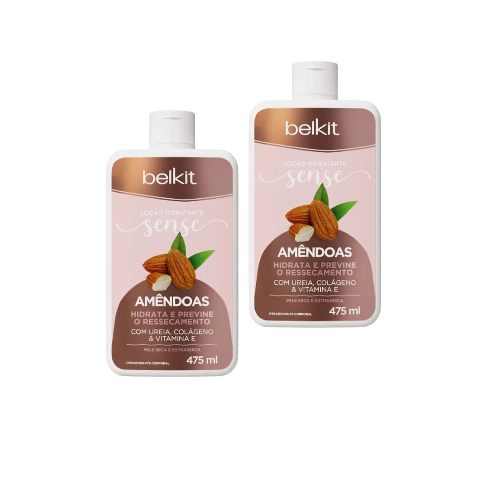 Kit 2 Loções Hidratantes Amêndoas 475ml Pele Ressecada