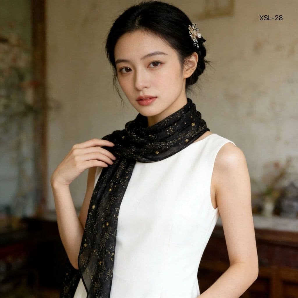 Lenço de seda Floral feminino 2026 primavera verão novo estilo Retro pescoço High-End estilo coreano longo Streamer All-