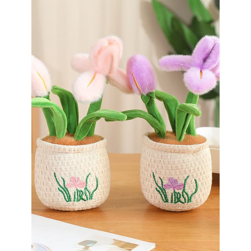 Novo produto planta verde íris brinquedo de pelúcia simulação orquídea boneca criativa posição de trabalho cura ornament