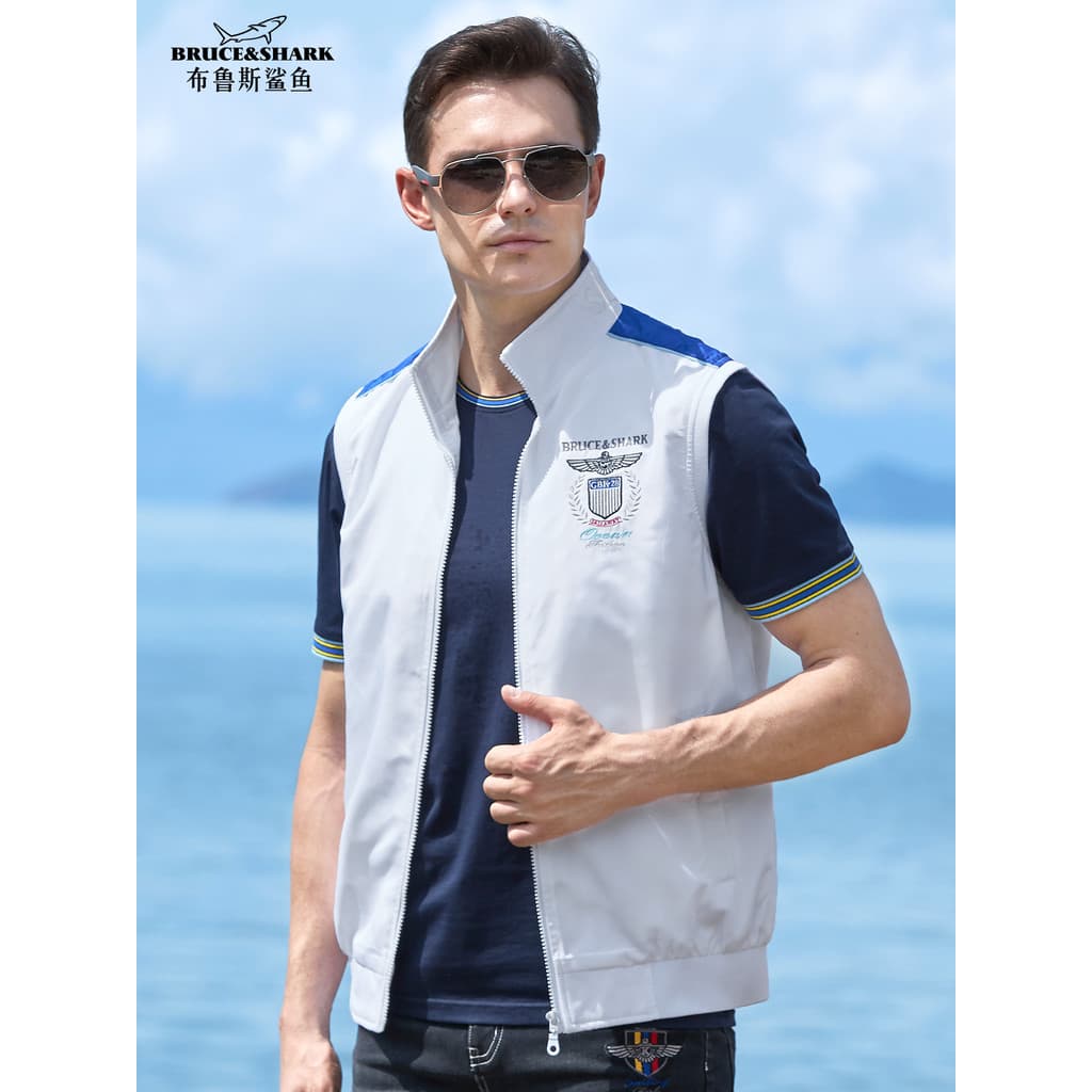 Primavera outono colete masculino jaqueta fina Bruce tubarão masculino Street Wear colete masculino tamanho grande colet