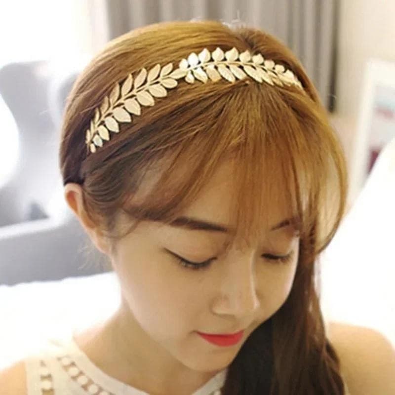 Tiara feminina elegante com folha de metal banhada a ouro/prata, estilo barroco, acessório de cabelo charmoso H
