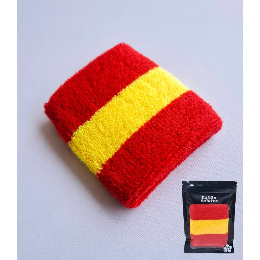 Munhequeira Toalha Esportiva 8 Cm Cor Vermelha Amarela 1 Und