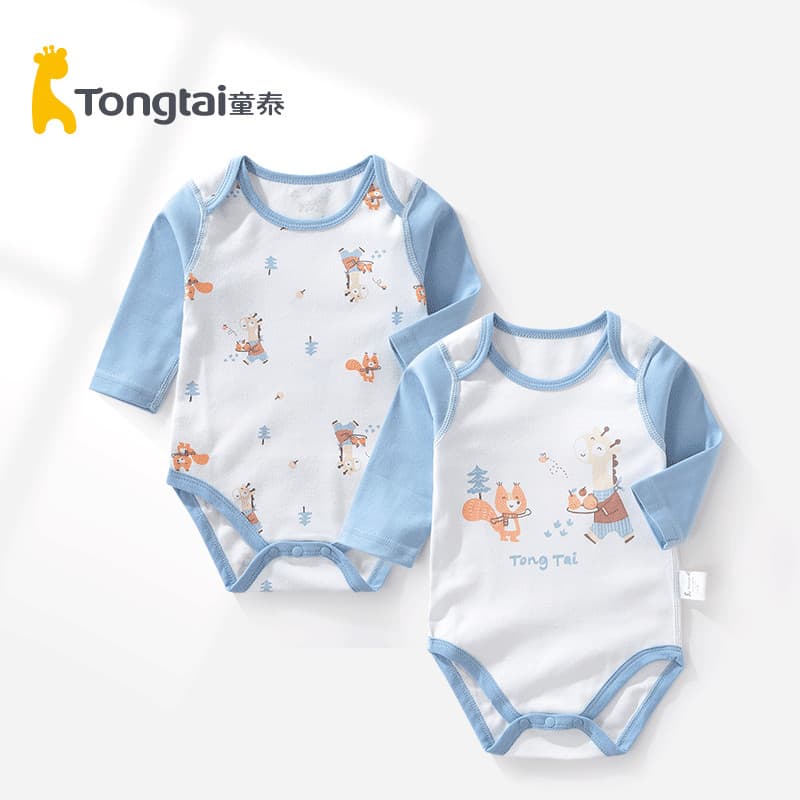 Tongtai roupas para bebês recém-nascidos, 2 peças de algodão puro, estilo primavera verão, 0 março, manga comprida, maca
