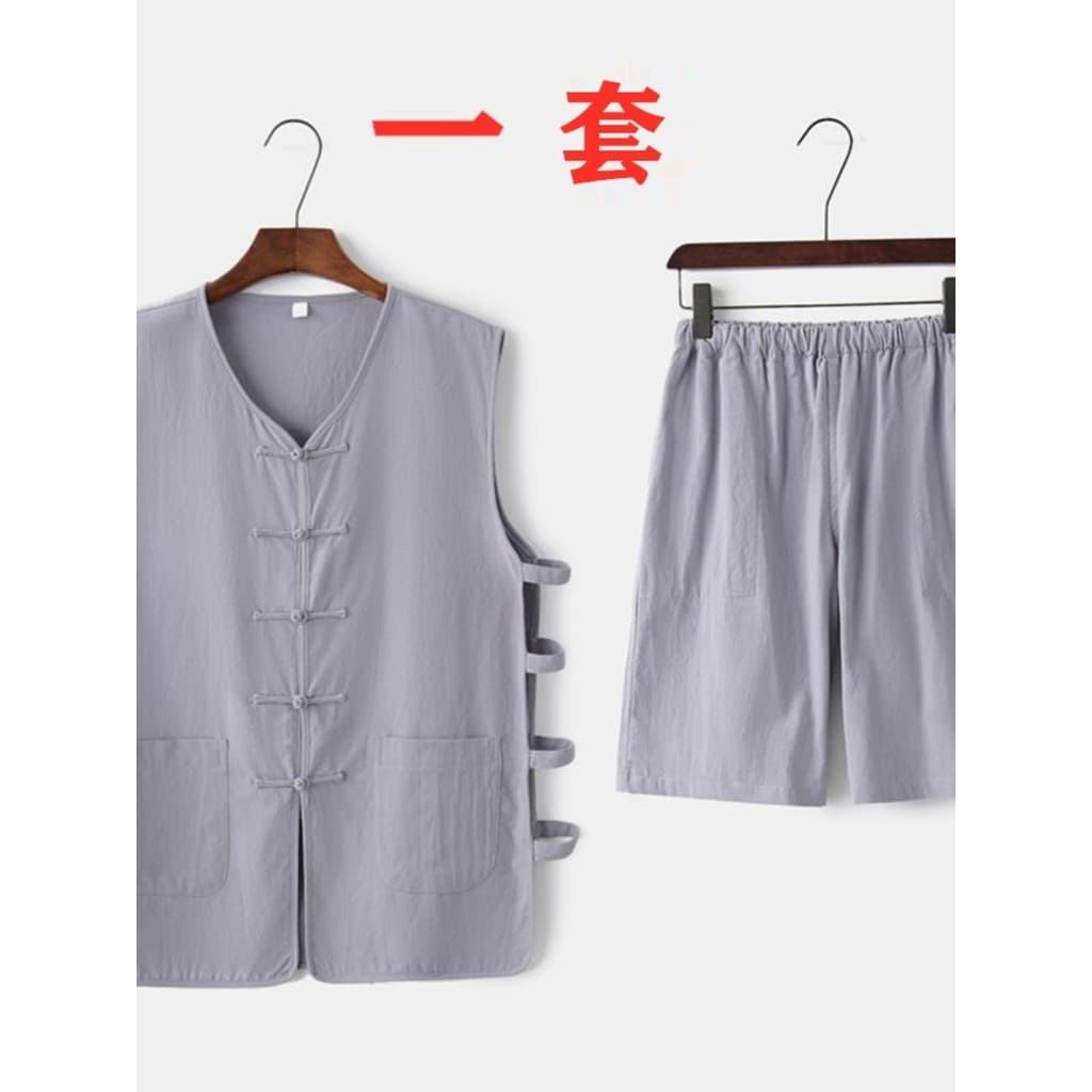 Velho pequim Tang terno masculino verão algodão linho colete terno Retro colete masculino estilo republicano idosos Unde