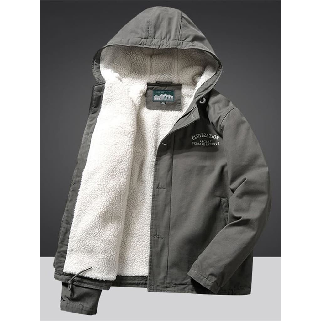 Jaqueta acolchoada masculina forro de lã de inverno engrossado quente solto tamanho grande jaqueta acolchoada de lã de c