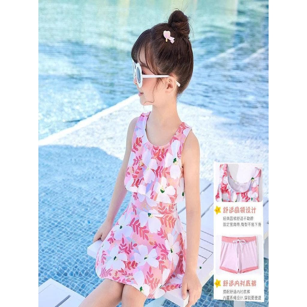 Crianças crianças maiô meninas estilo dividido 2026 novo estilo verão vestido de princesa médio grande crianças maiô bon