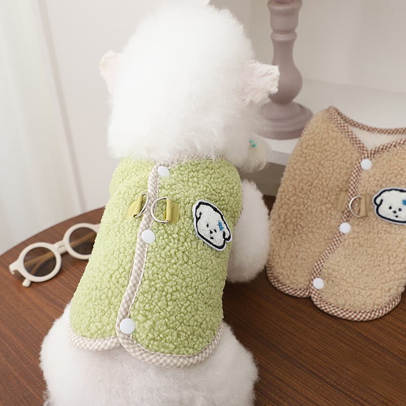 Roupas para cães podem tração inverno quente cordeiro velo colete Teddy Yorkshire passeio dedicado velo-velo-