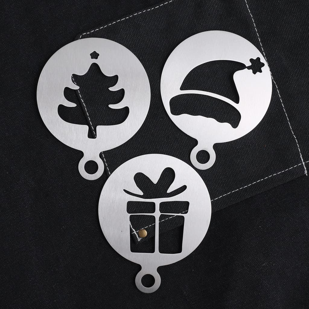 Molde Criativo de Aço Inoxidável para Decoração de Café de Natal, Estêncil para Latte Art, Molde Portátil para Impressão