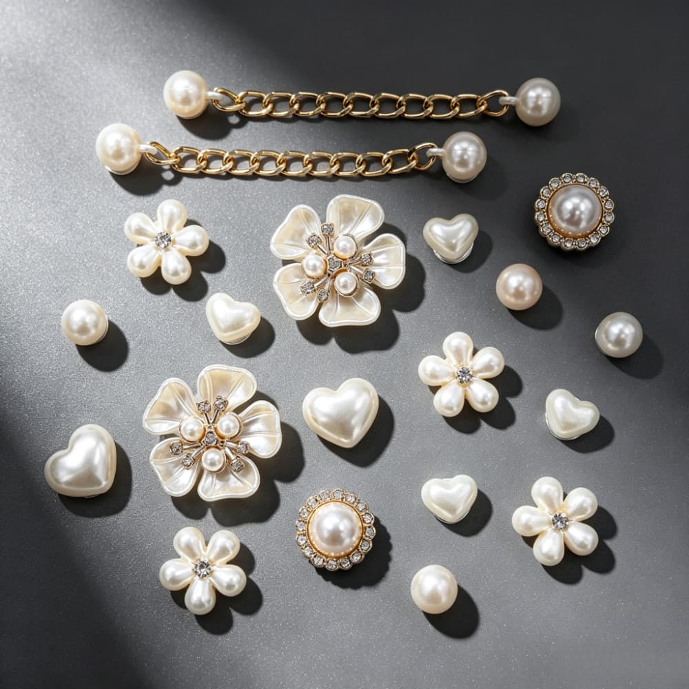Flor de pérola Encantos de sapato, DIY botões e pendentes decorativos de sapato, acessórios de sandálias e Clogs