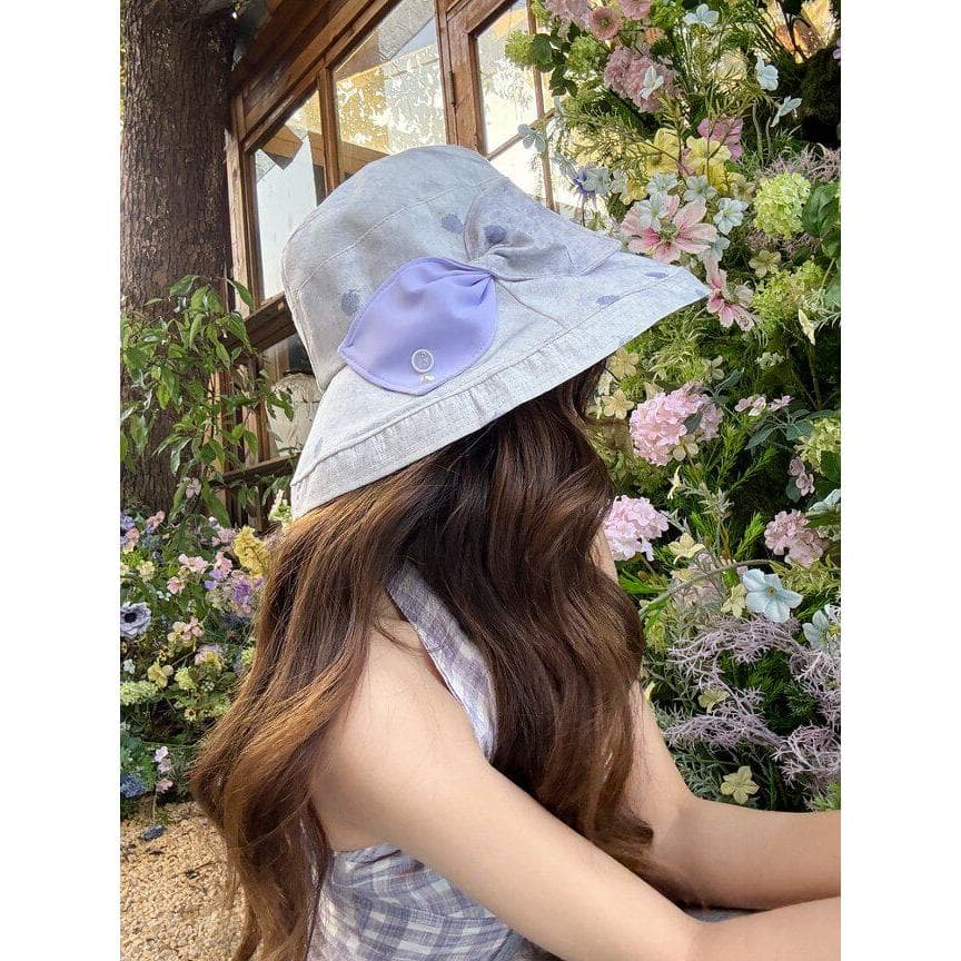 2026 novo estilo bolinhas arco balde chapéu feminino verão protetor solar chapéu de sol pequeno rosto ajustável cúpula c