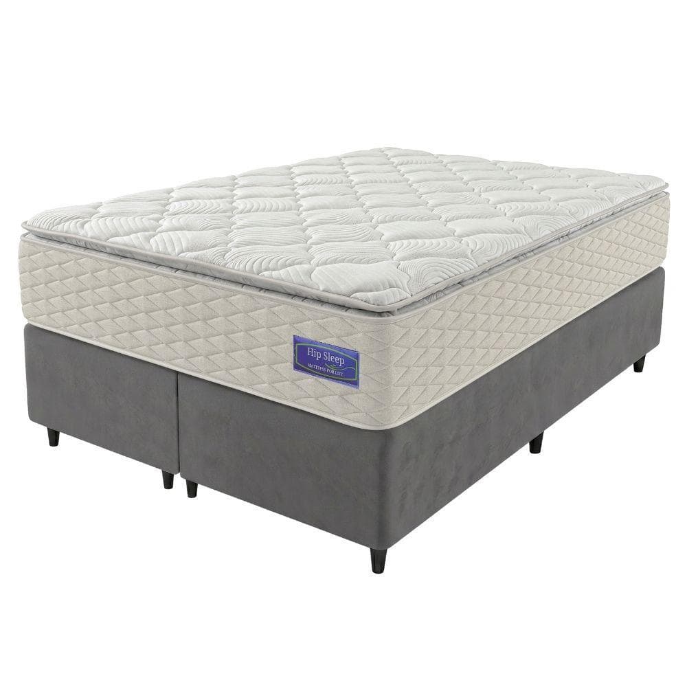 Cama Box King Colchão Ortopédico Atena Molas Ensacadas Pillow Top 193x203x76cm Hip Sleep