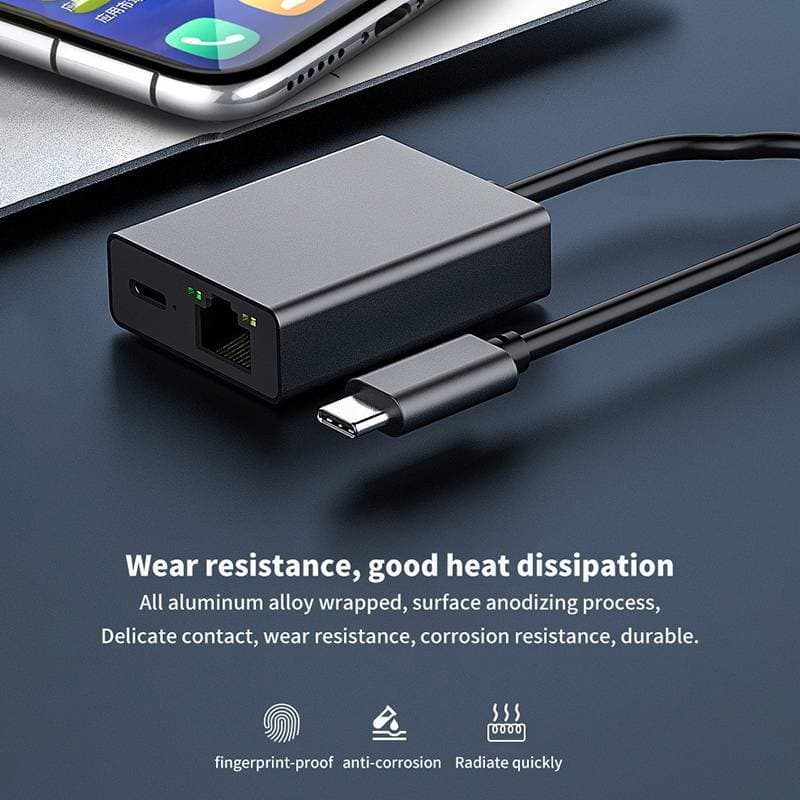 [jageekt] 1000Mbps Type-C Para RJ45 Cabo De Internet Plug And Play Adaptador De Rede USB Ethernet Suporte Carregamento P
